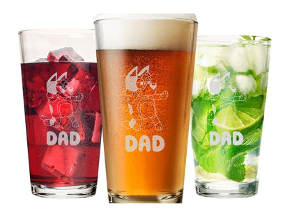 Bandit Heeler - Bluey Dad Pint Beer Glass - Design Bakery TX
