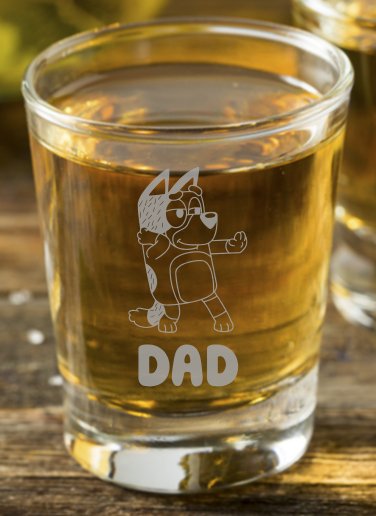 Bandit Heeler - Bluey Dad Shot Glass - Design Bakery TX