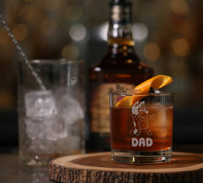 Bandit Heeler - Bluey Dad Whiskey Glass - Design Bakery TX