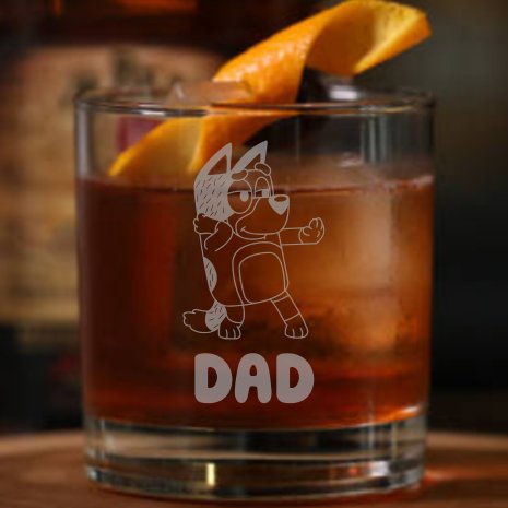 Bandit Heeler - Bluey Dad Whiskey Glass - Design Bakery TX