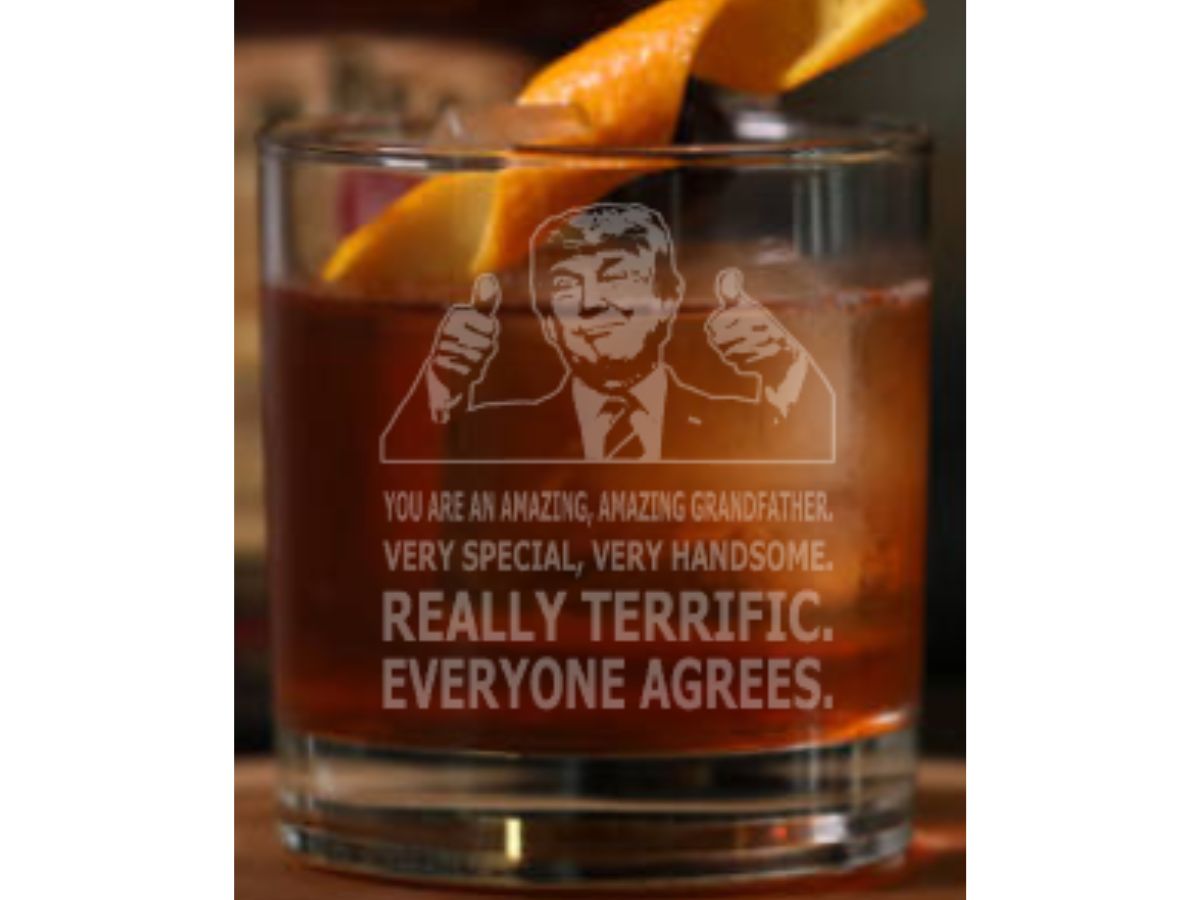 Amazing Grandfather Trump Thumbs Up Whiskey Glass - Design Bakery TX