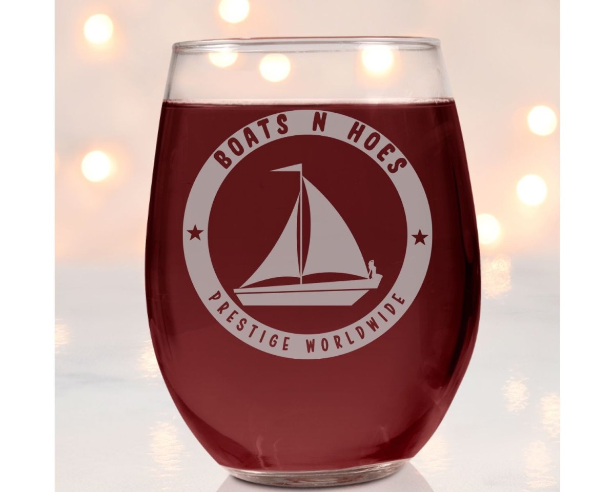 Boats N Hoes - Prestige Worldwide Wine Glass – Custom Engraved Gift