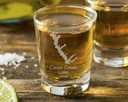 Cedar Creek Lake Texas Shot Glass - Design Bakery TX