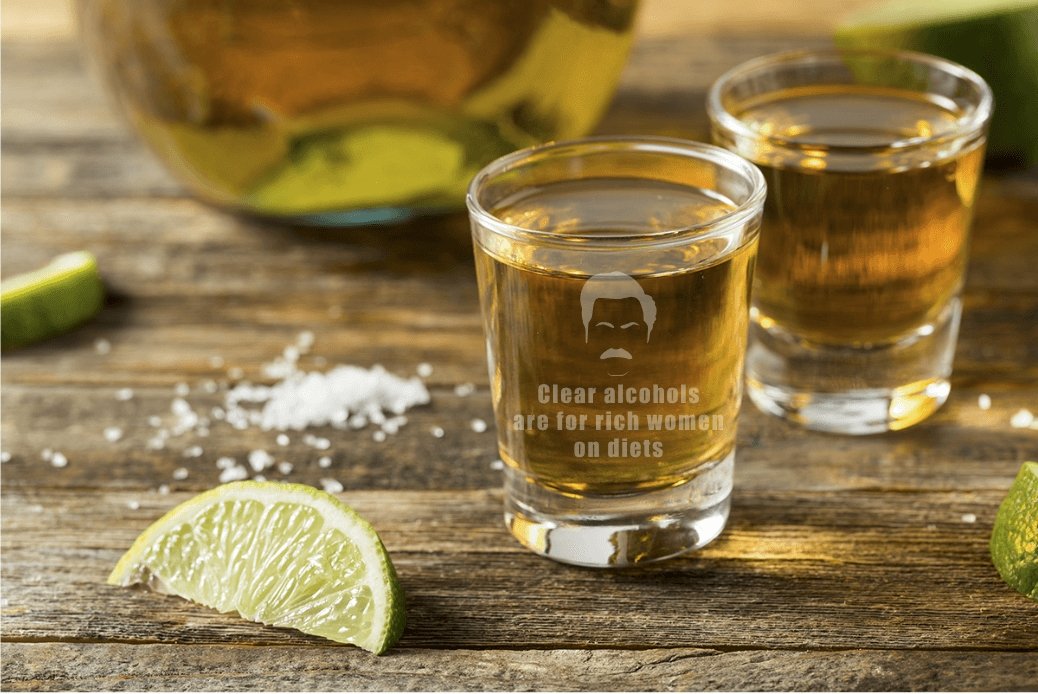 Clear Alcohols are for Rich Women on Diets-Ron Swanson Quote Shot Glass - Design Bakery TX