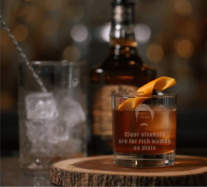 Clear Alcohols are for Rich Women on Diets-Ron Swanson Quote Whiskey Glass - Design Bakery TX