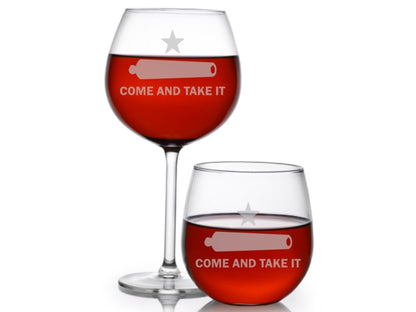 Come and Take It Wine Glass - Design Bakery TX