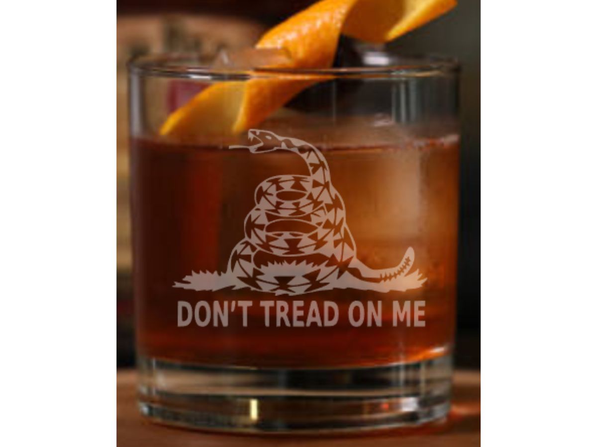 Don't Tread on Me Whiskey Glass - Design Bakery TX