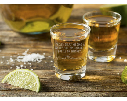 Earnest Hemingway Quote Shot Glass - Design Bakery TX