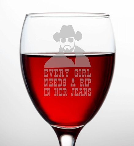 Every Girl Needs a Rip in Her Jeans Yellowstone Wine Glass - Design Bakery TX