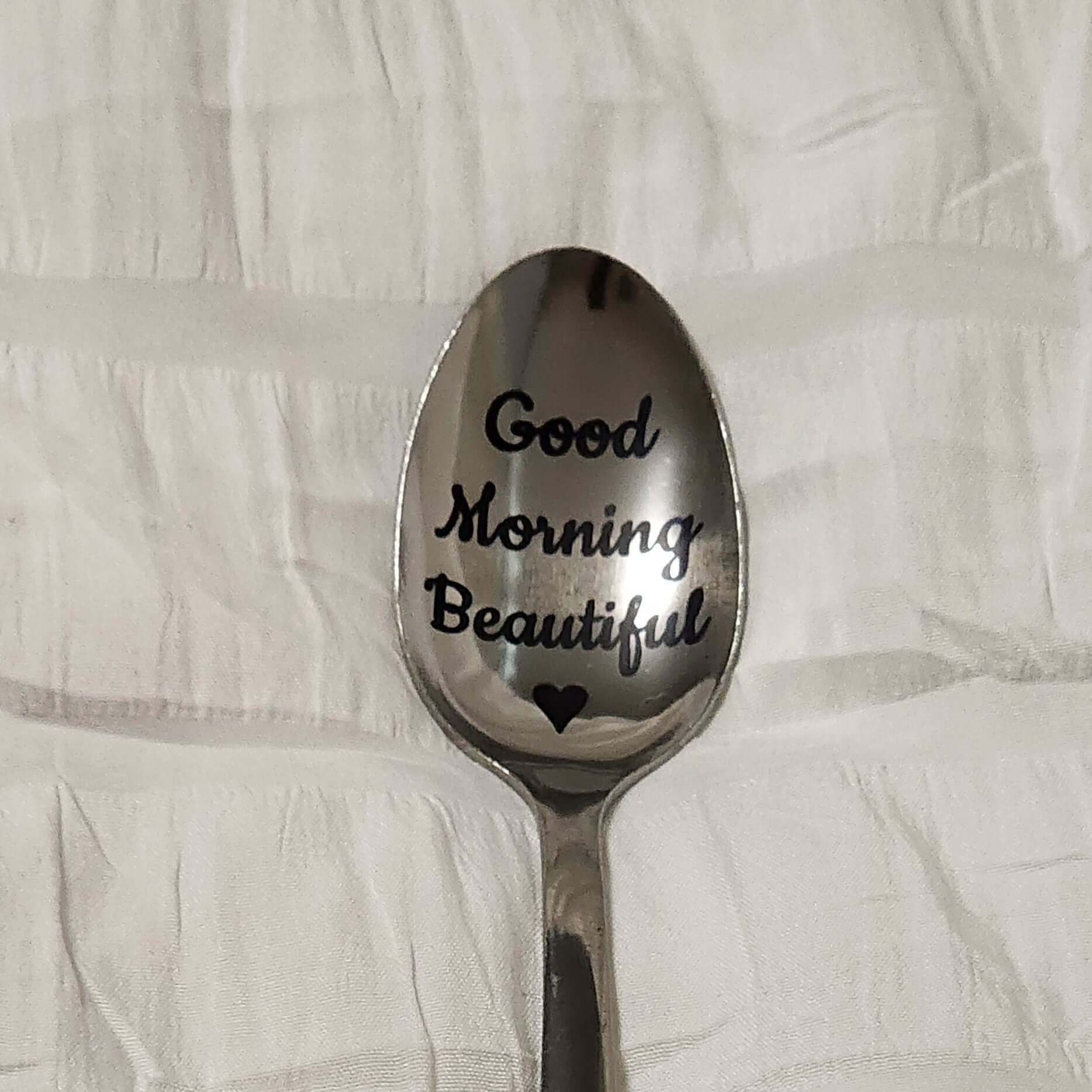 Good Morning Handsome Engraved Spoon - Design Bakery TX