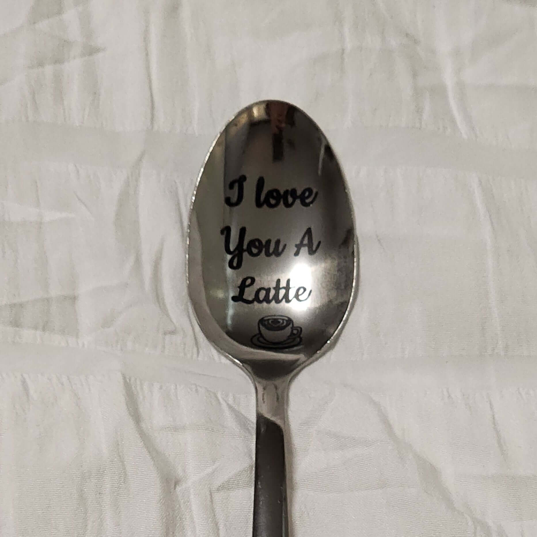 I Love You A Latte Engraved Spoon - Design Bakery TX