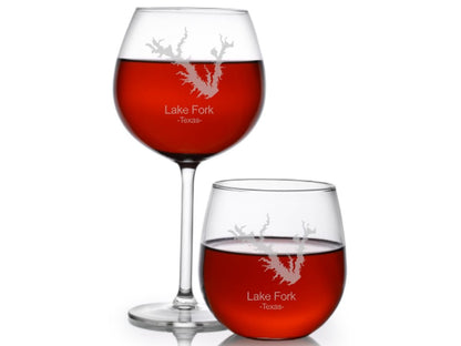 Lake Fork Texas Wine Glass - Design Bakery TX