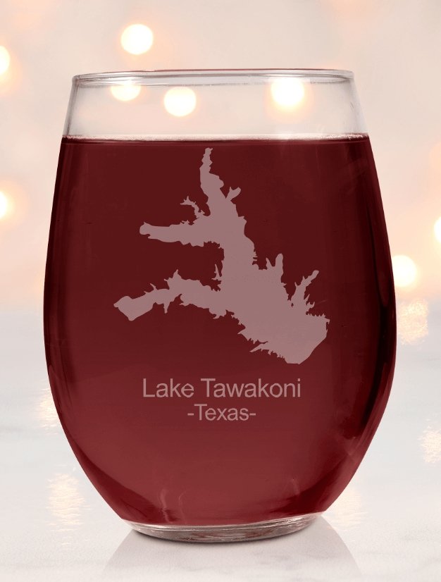 Lake Tawakoni Texas Wine Glass - Design Bakery TX