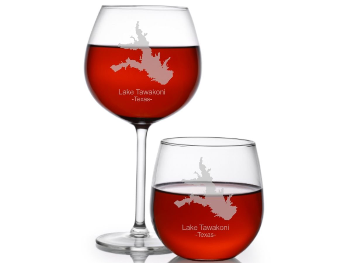 Lake Tawakoni Texas Wine Glass - Design Bakery TX