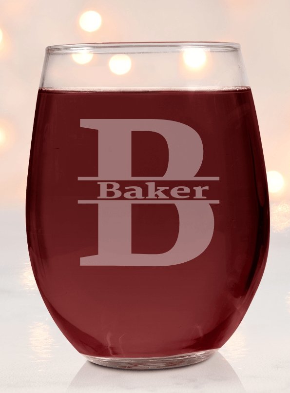 Monogram Wine Glass - Design Bakery TX