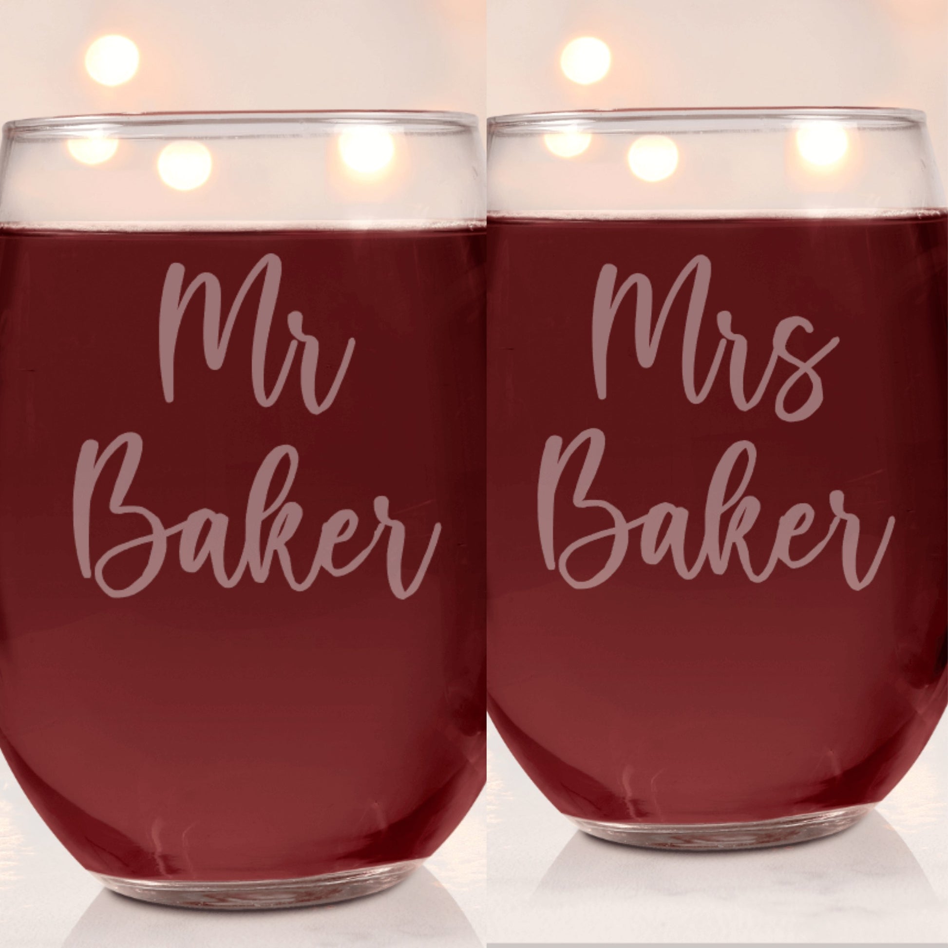 Mr and Mrs Wine Glasses - Design Bakery TX