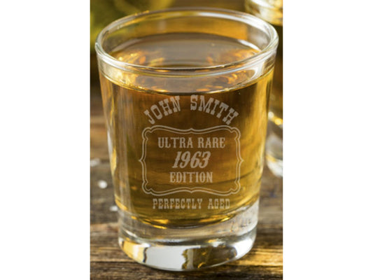 Personalized Perfectly Aged Ultra Rare Edition Shot Glass - Design Bakery TX