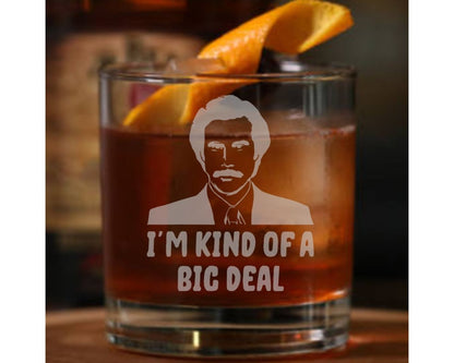 Ron Burgundy "I'm Kind Of A Big Deal" Whiskey Glass - Design Bakery TX