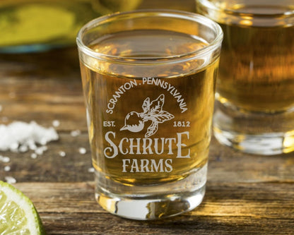 Schrute Farms - The Office Shot Glass - Design Bakery TX