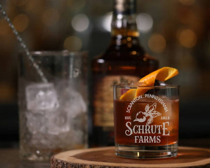 Schrute Farms -The Office Whiskey Glass - Design Bakery TX