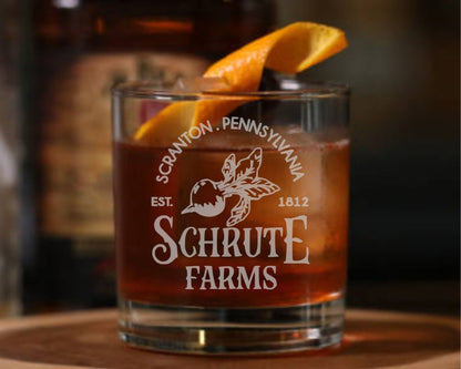 Schrute Farms -The Office Whiskey Glass - Design Bakery TX