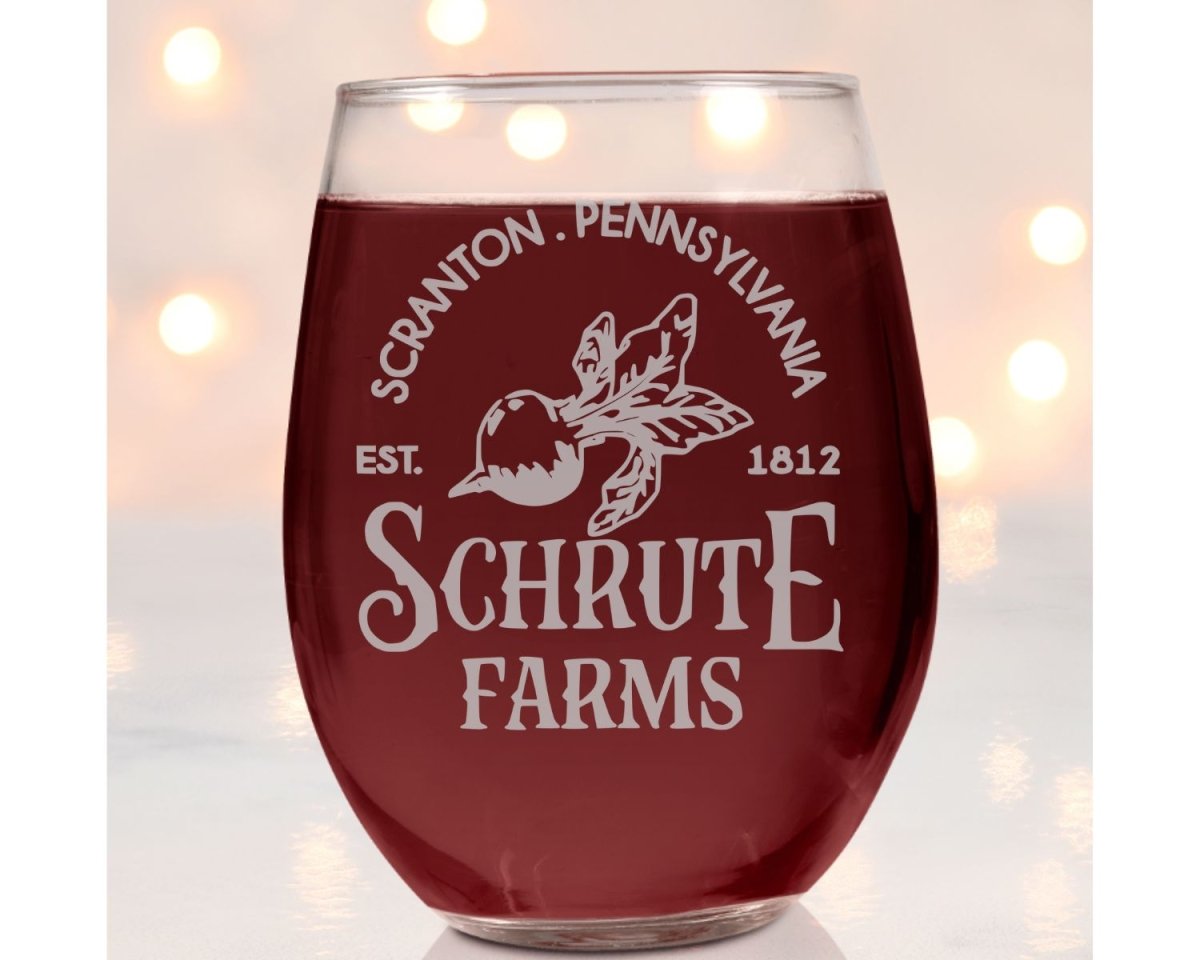 Schrute Farms - The Office Wine Glass - Design Bakery TX