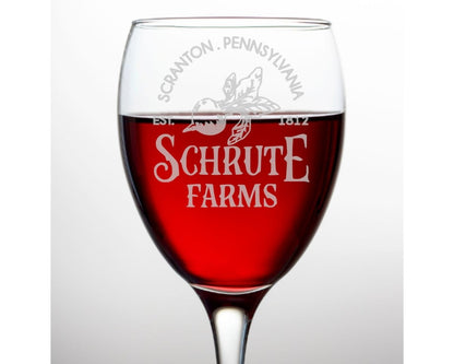 Schrute Farms - The Office Wine Glass - Design Bakery TX