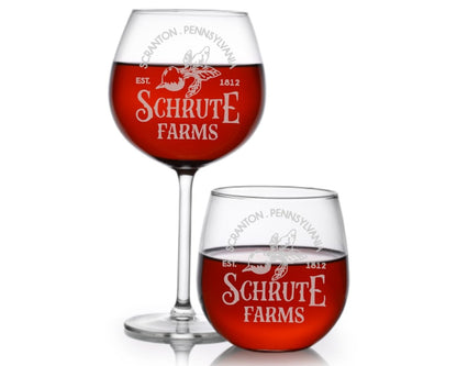 Schrute Farms - The Office Wine Glass - Design Bakery TX