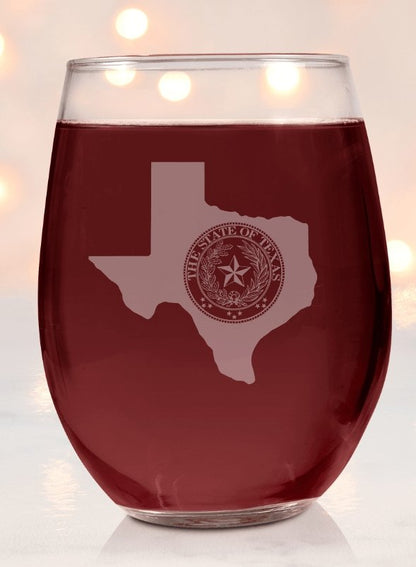 Texas Seal Wine Glass - Design Bakery TX