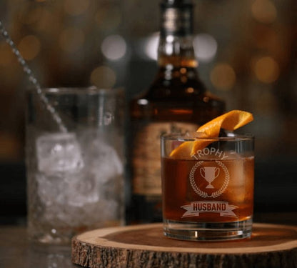 Trophy Husband Whiskey Glass - Design Bakery TX