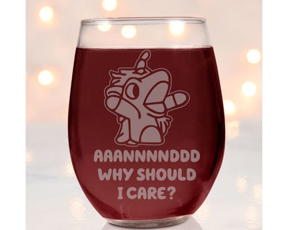 Unicorse - Bluey Wine Glass - Design Bakery TX